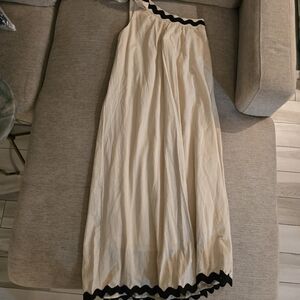 By Frankie Asymetrical One-shoulder, Cream and Black Women's Maxi Dress Sz Small